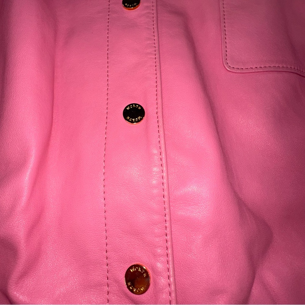 Worth Bubblegum Pink Leather Blazer Jacket Size 14 Butter Soft Quiet Luxury 90s - Picture 8 of 16
